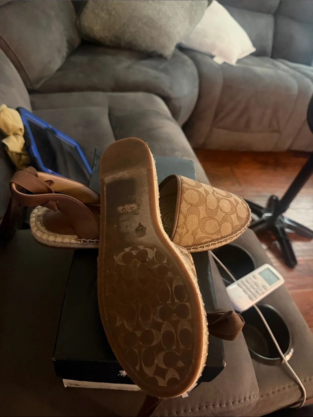 Coach Tan/Brown Signature Canvas Espadrille Slingback